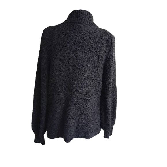 Vtg Jason Maxwell Womens Open Chunky Fuzzy Textured Cardigan Pockets Blk Size S - Picture 3 of 6